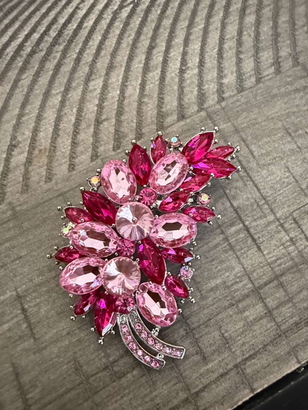 Pink Crystal Floral Brooch - Women's Jewelry